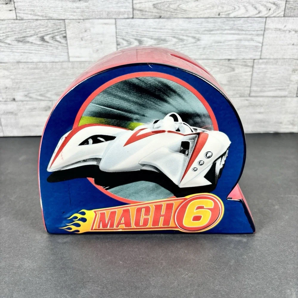 SPEED RACER MOVIE 2008 MACH 6CERAMIC COIN Piggy‎ BANK Red Blue White